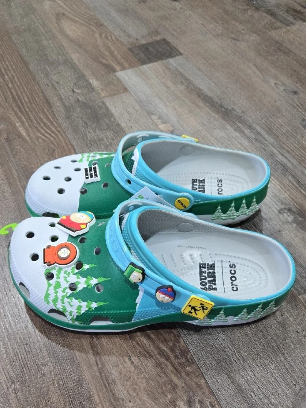CROCS Men's South Park Green, White & Blue Clog with Character Jibbitz